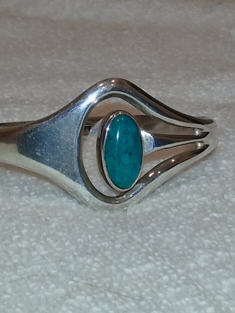 Vintage Taxco Sterling Oval Cut Turquoise Cuff Bracelet EXCELLENT CONDITION! - Picture 4 of 12